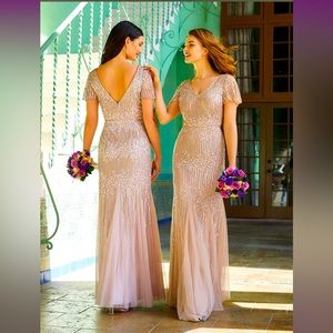 Adrianna Papell Floral Beadwork Dress